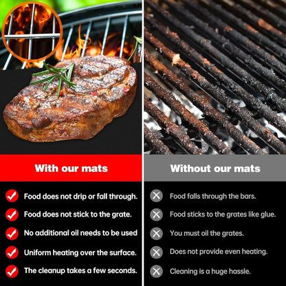 XL Grillmatte für Gasgrill Holzkohle 4er Set 50x40cm Teflon