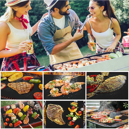 XL Grillmatte für Gasgrill Holzkohle 4er Set 50x40cm Teflon