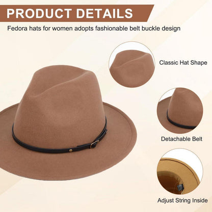 Klassischer Fedora Hut aus Wollmischung mit Gürtelschnalle