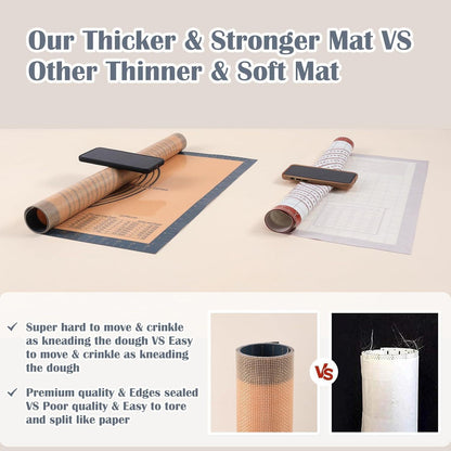 Extra dicke Silikon Backmatte XL mit Teigschneider, 60x40cm Grau