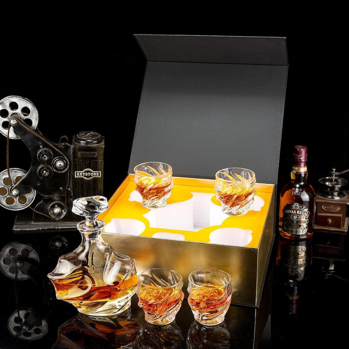 Whisky Karaffe Set mit Gläsern 750ml Dekanter 5-teilig