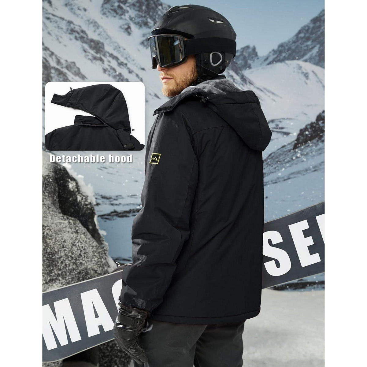 Herren Winterjacke Warm Gefüttert Wasserdicht Skijacke XXL