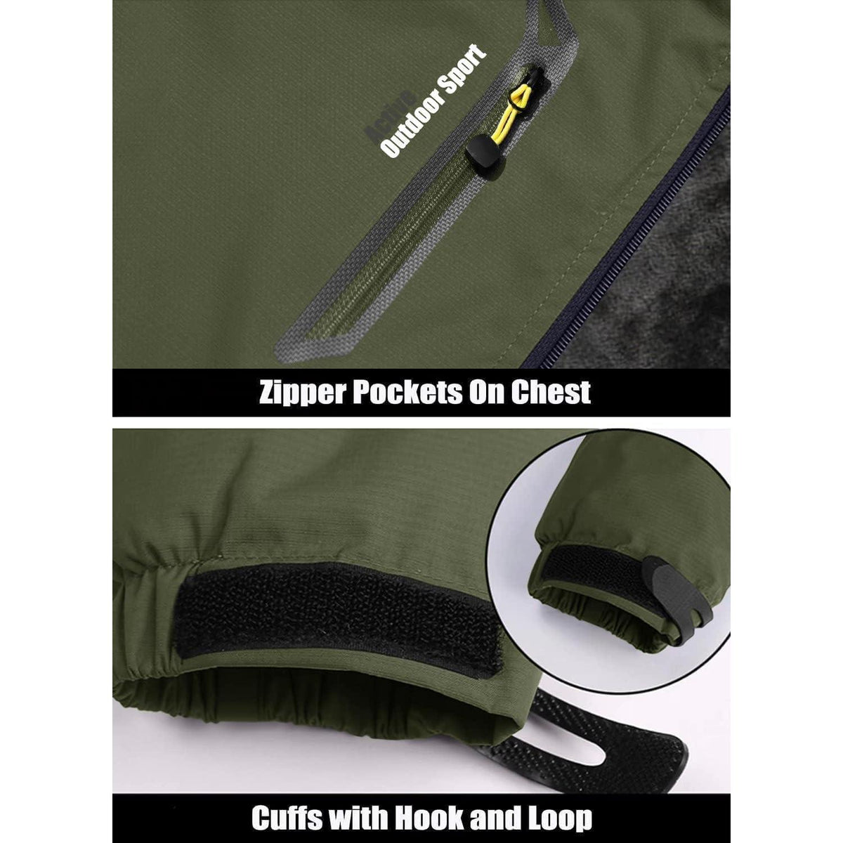 Herren Winterjacke Warm Gefüttert Wasserdicht Skijacke Grün