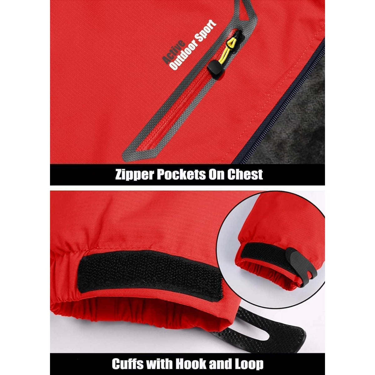 Herren Winterjacke Warm Gefüttert Wasserdicht Skijacke Rot