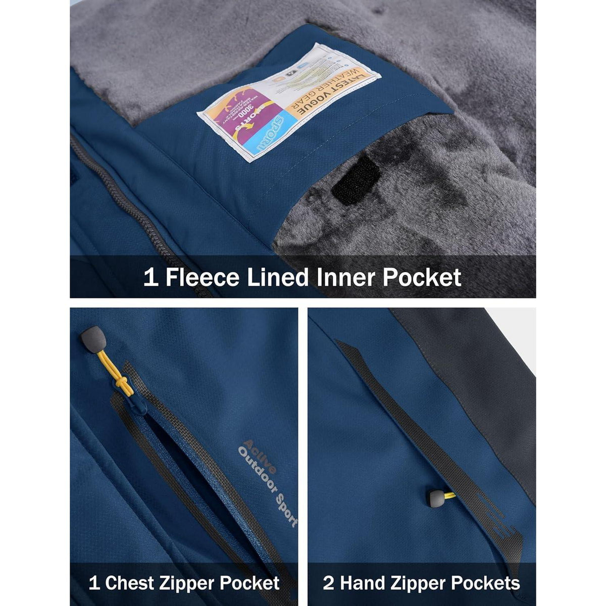 Winterjacke Herren Warm Gefüttert Wasserdicht Skijacke XL
