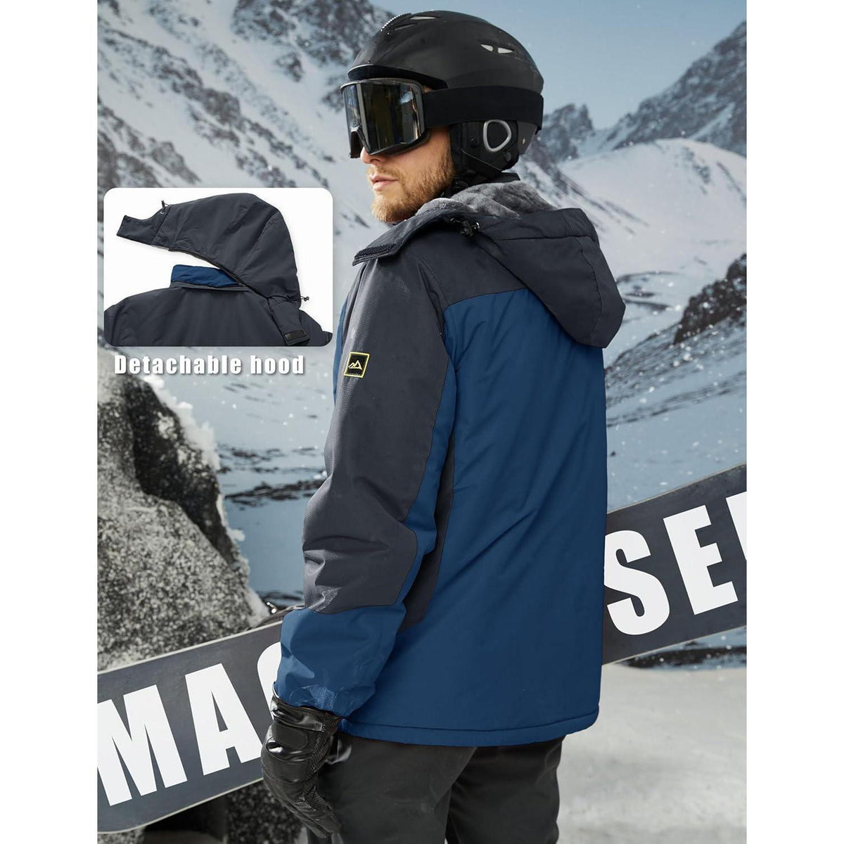 Winterjacke Herren Warm Gefüttert Wasserdicht Skijacke XL