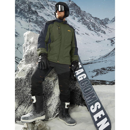 Winterjacke Herren Warm Gefüttert Wasserdicht Skijacke Armeegrün XL