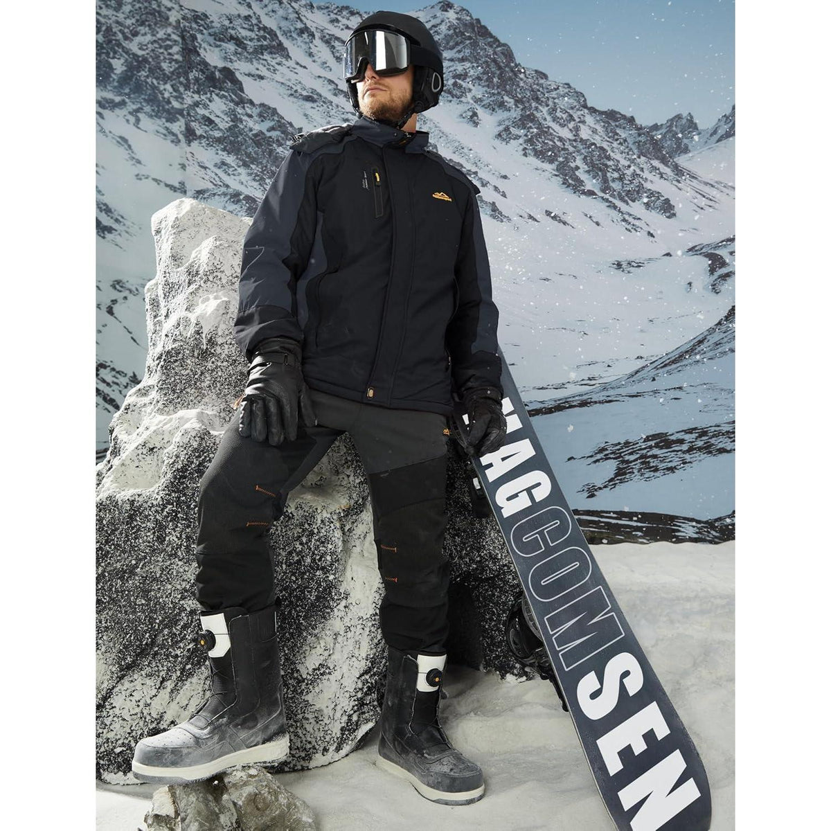 Herren Winterjacke Warm Gefüttert Wasserdicht Skijacke XXL