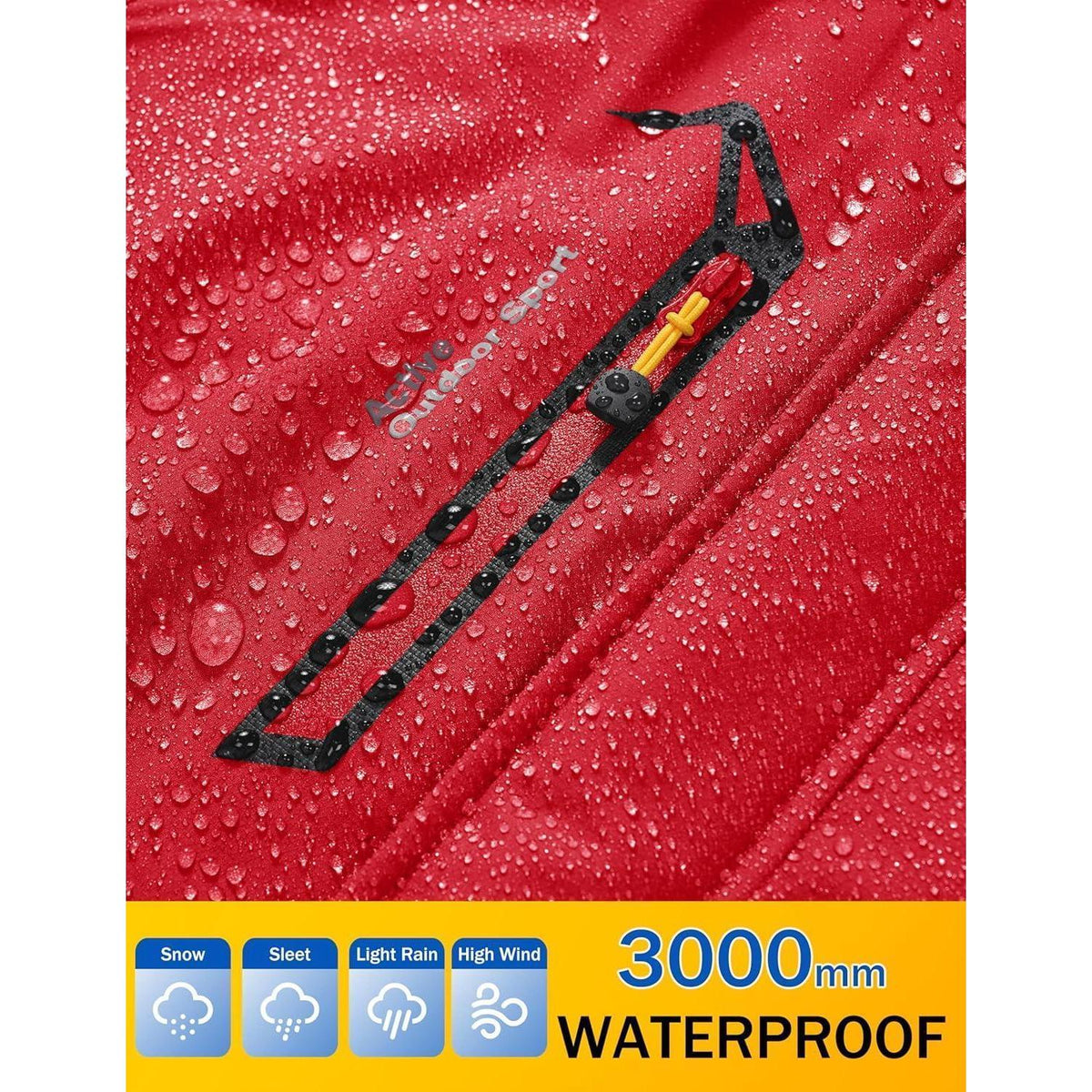 Warme Herren Winterjacke mit abnehmbarer Kapuze Rot M