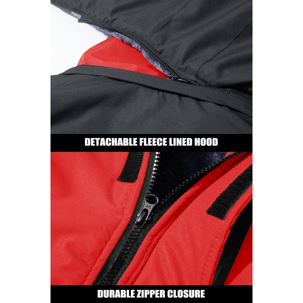 Herren Winterjacke warm gefüttert wasserdicht abnehmbare Kapuze Rot XXL