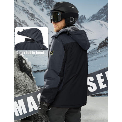 Herren Winterjacke warm gefüttert wasserdicht abnehmbare Kapuze L