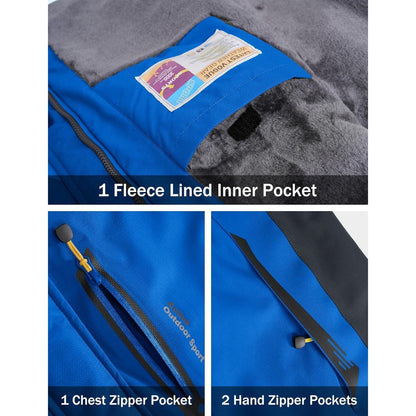 Warme Herren Winterjacke mit abnehmbarer Kapuze Blau XXL