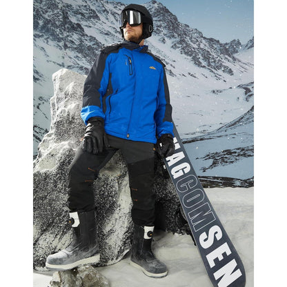 Warme Herren Winterjacke mit abnehmbarer Kapuze Blau XXL