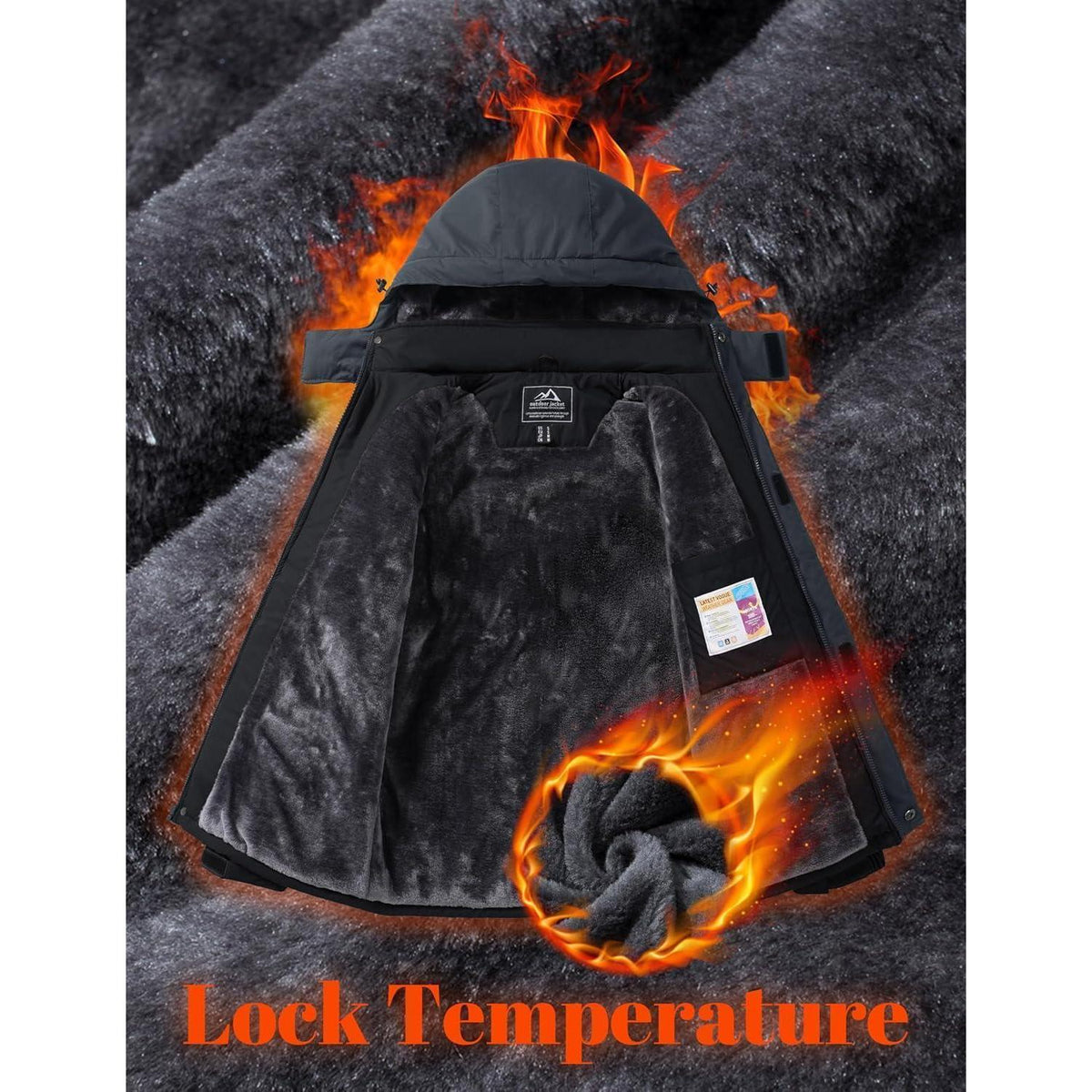 Winterjacke Herren Warm Gefüttert Wasserdicht Skijacke XL
