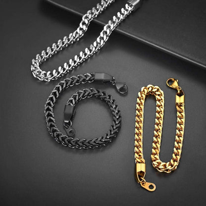 Franco Kette Armband Edelstahl/Vergoldet 3-6mm Breit 19/21cm