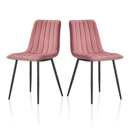 Samt Esszimmerstühle Set 2 - Rosa Küche Wohnzimmer Stühle