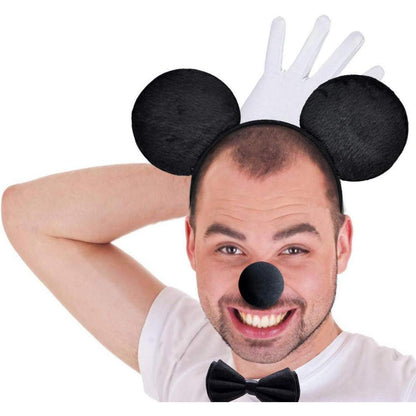 Maus Ohren Haarreifen mit Handschuhe und Nase Set