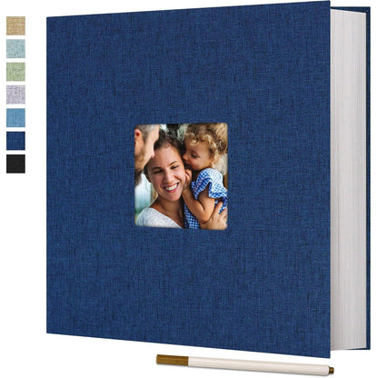 Selbstklebendes Fotoalbum Leinen 33x32cm Blau 120 Seiten für 600 Fotos