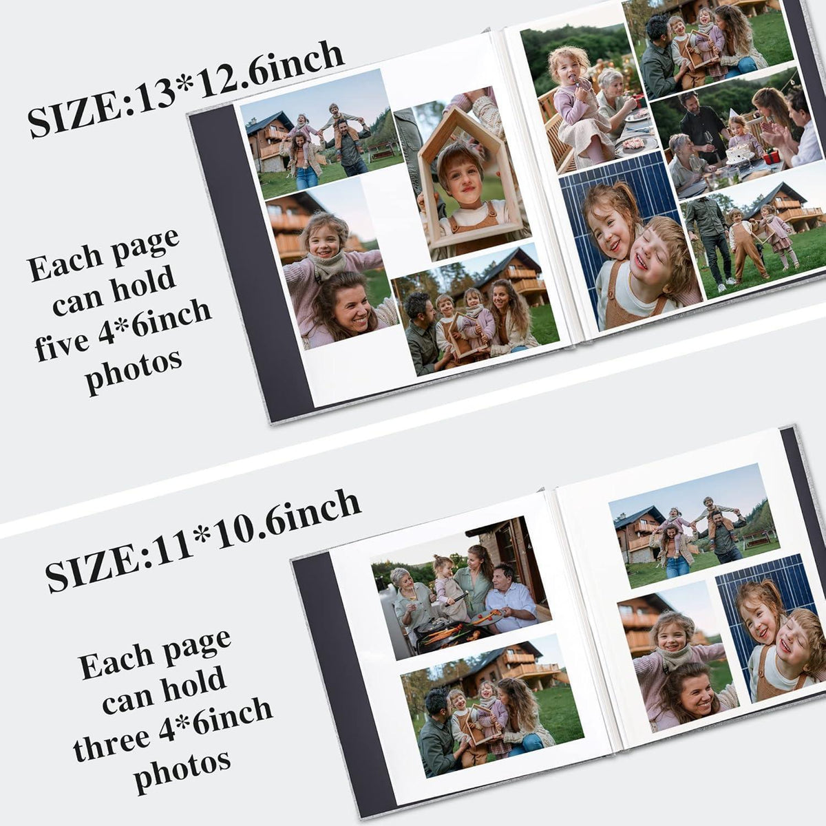 Selbstklebendes Fotoalbum Leinen 33x32cm Blau 120 Seiten für 600 Fotos