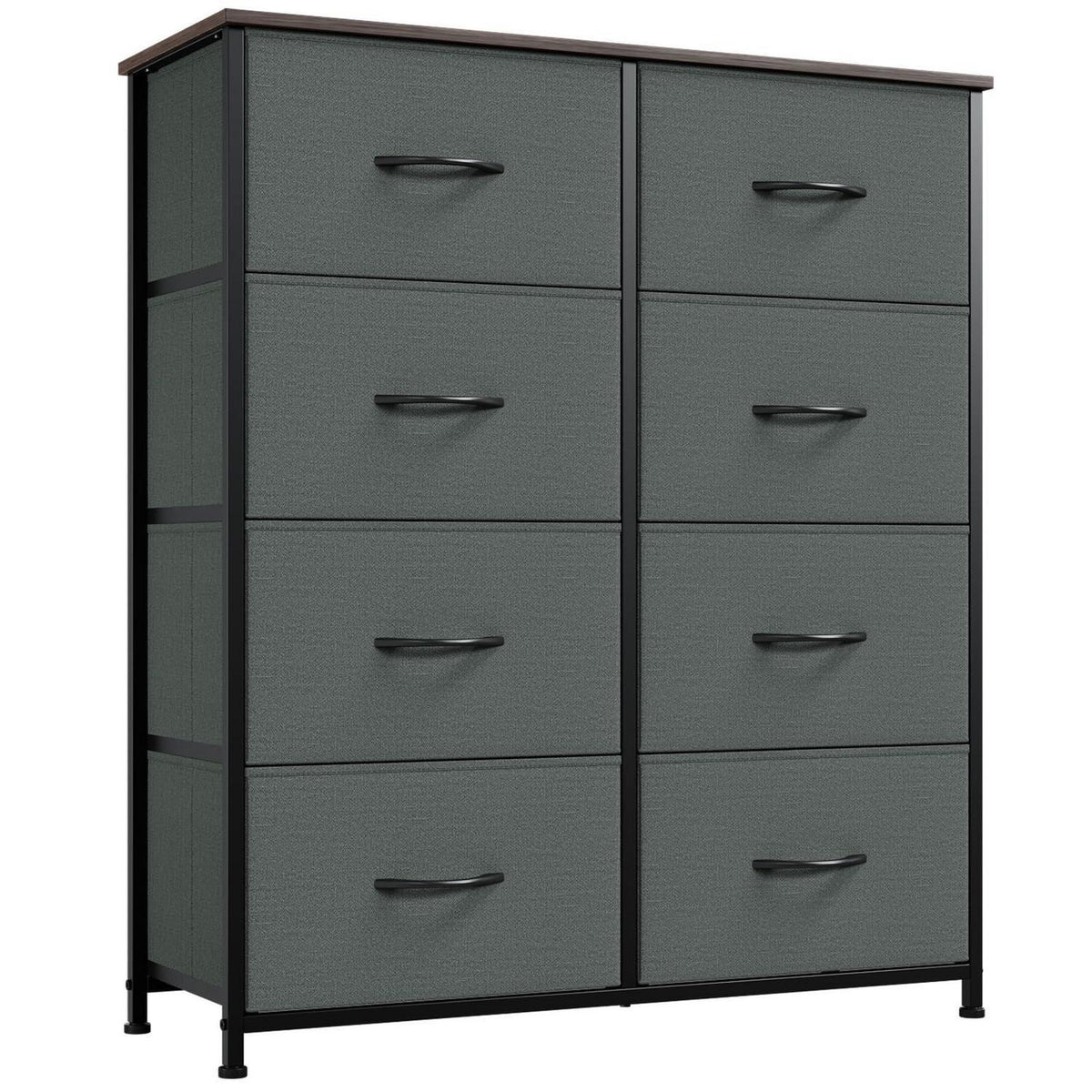 Kommode mit 8 Stoffschubladen – Grau, 30x80x93 cm