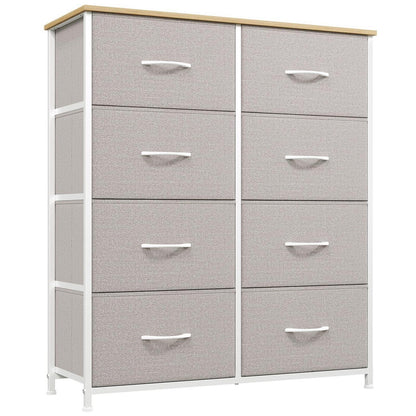 Somdot Kommode mit 8 Stoffschubladen – Aschgrau, 30x80x93 cm