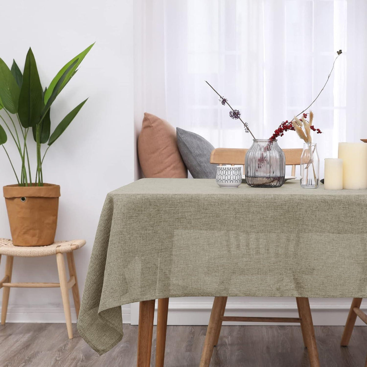 Outdoor Tischdecke Leinenoptik 240x130 cm – Abwaschbar & Lotuseffekt