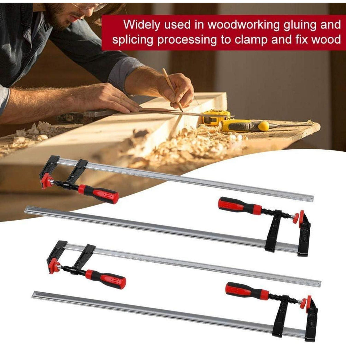4er Set Schraubzwingen Holzbearbeitung 80 x 600mm F-Klemmen