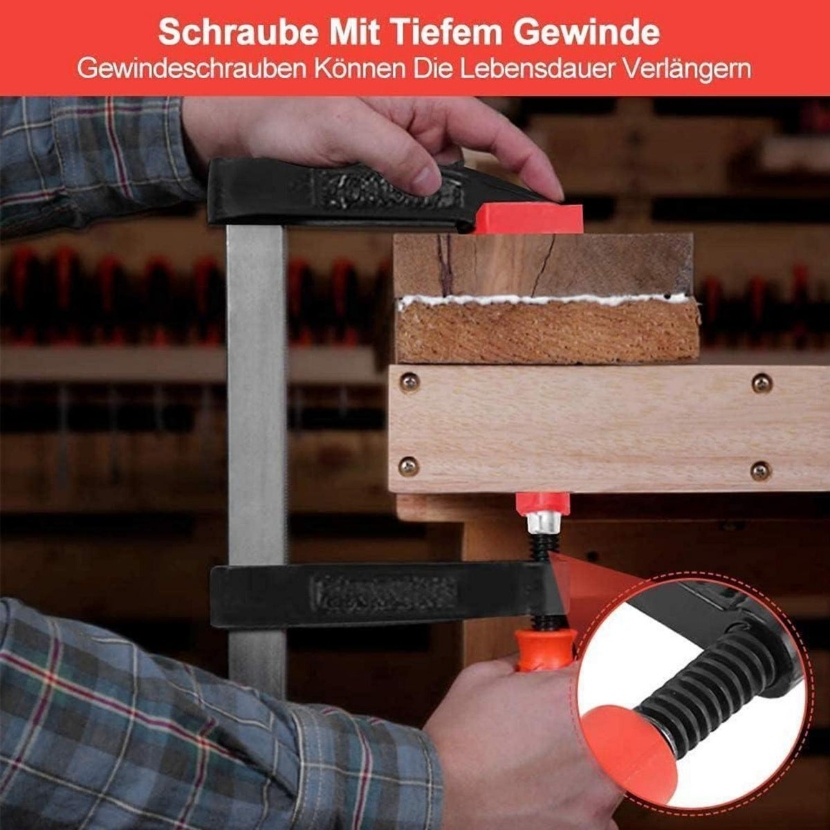4er Set Schraubzwingen Holzbearbeitung 80 x 600mm F-Klemmen
