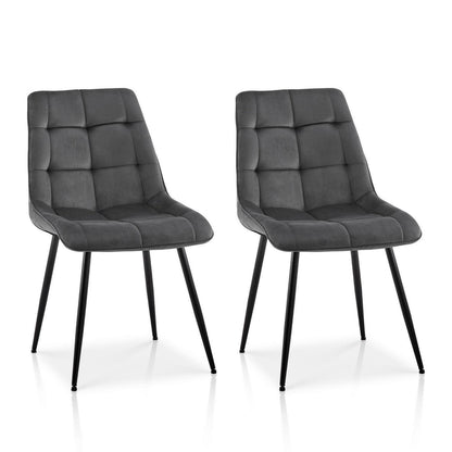 Samt Esszimmerstühle 2er Set – Dunkelgrau, Modern & Bequem
