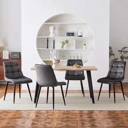 Samt Esszimmerstühle 2er Set – Dunkelgrau, Modern & Bequem