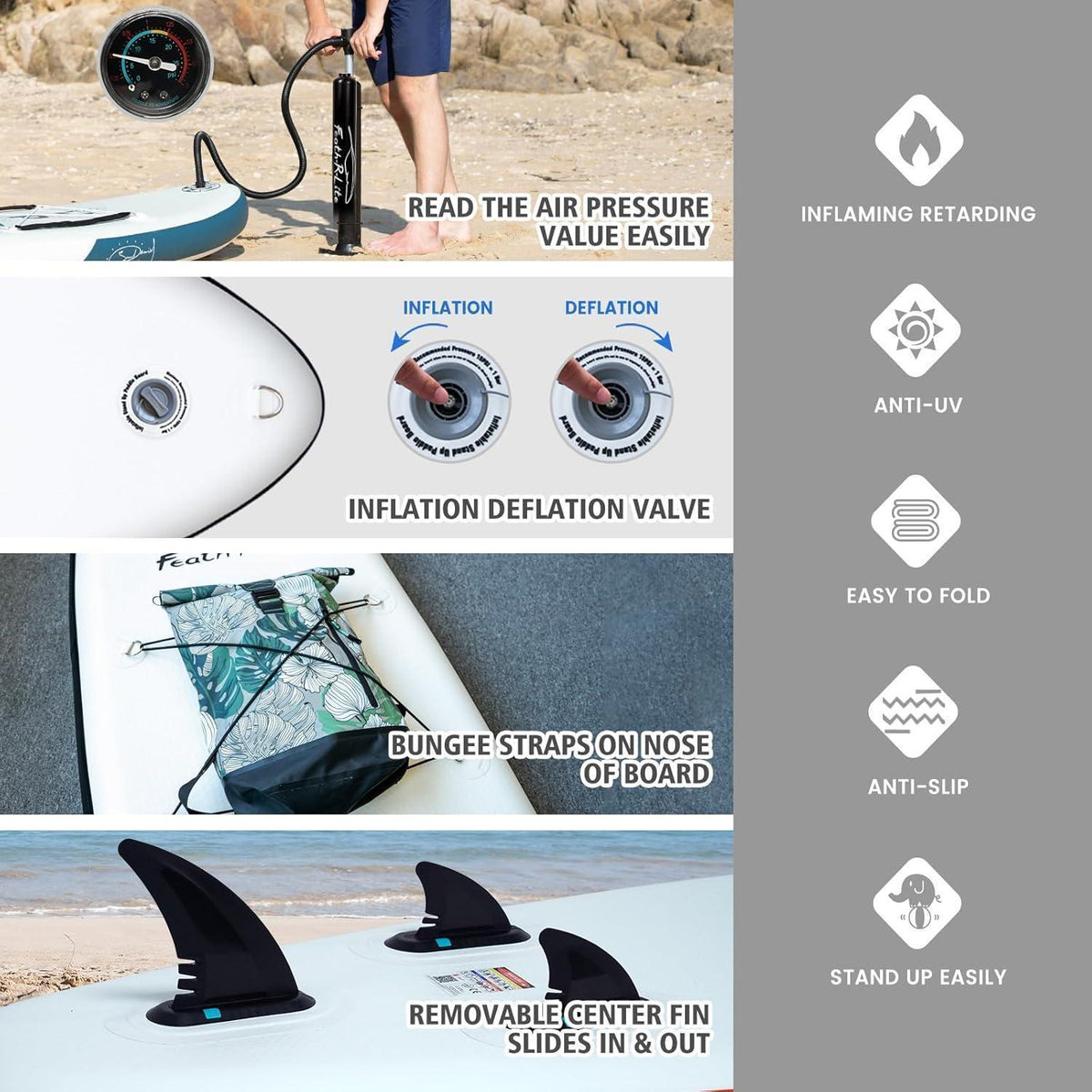 Aufblasbares SUP Board 10' Marmorstruktur Schwarz für 2 Personen
