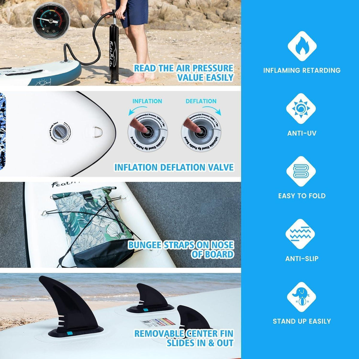 Aufblasbares SUP Board 10' Marmorstruktur Blau für 2 Personen
