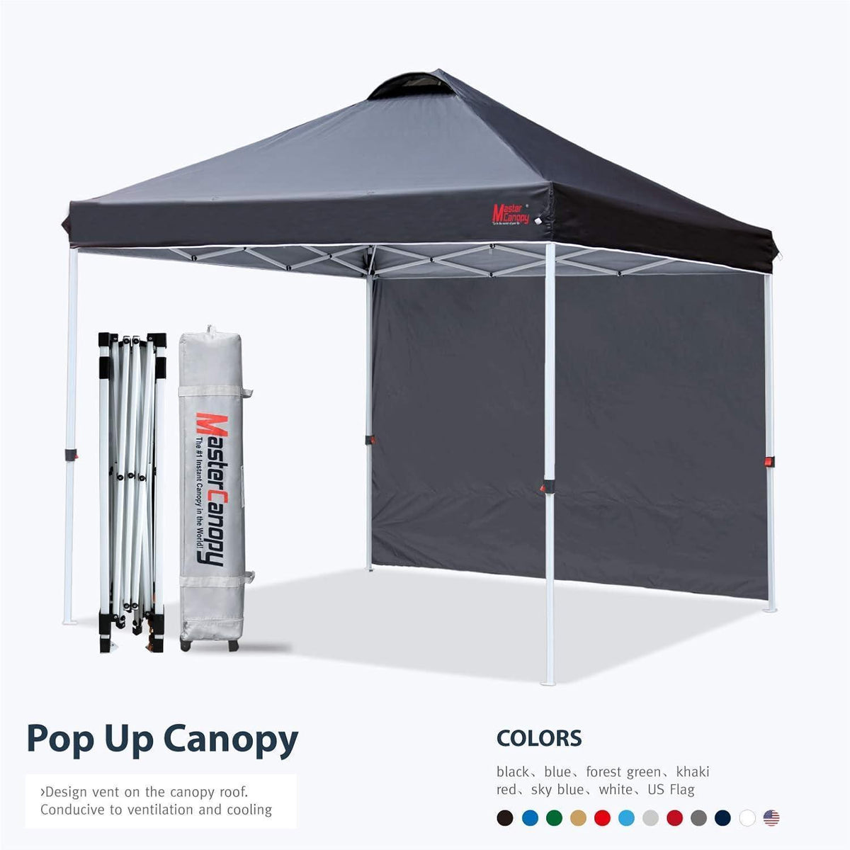 Pop-up Pavillon 2x2m mit Seitenwand, UV-Schutz, wasserabweisend