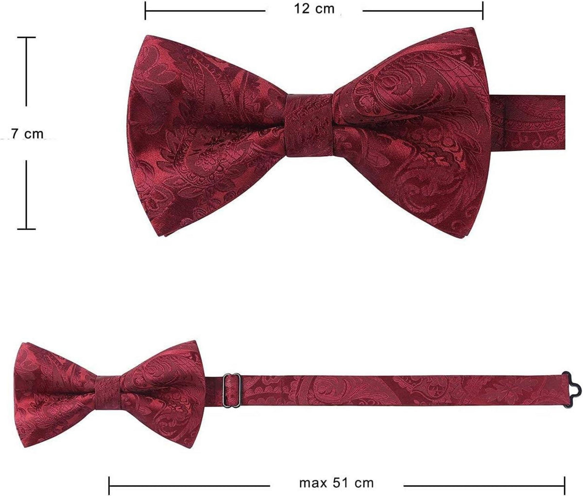 HISDERN Herren Paisley Fliege Set mit Manschettenknöpfe, vorgebunden, verstellbar