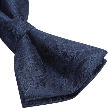 Paisley Fliegen-Set mit Einstecktuch und Manschettenknöpfen, Blau