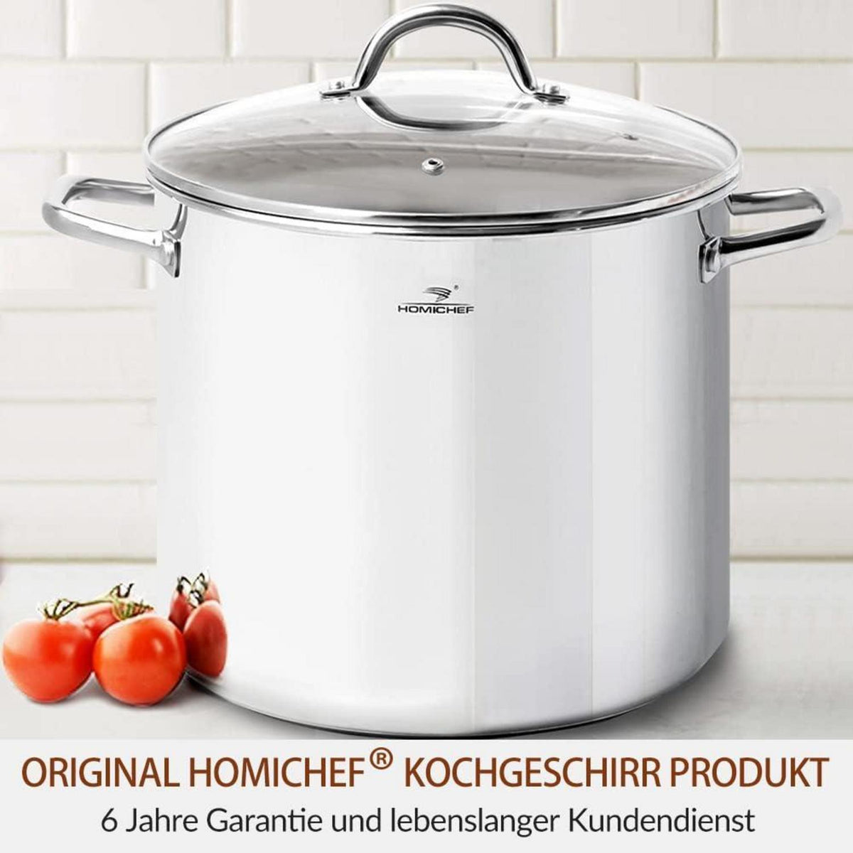 Großer Edelstahl-Suppentopf 22,5 Liter mit Deckel
