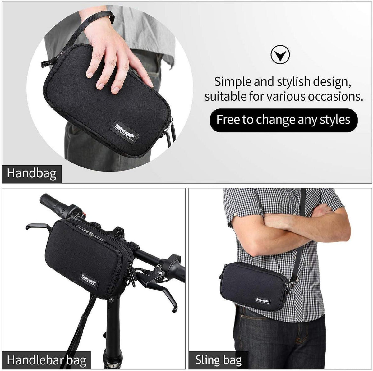 Fahrrad Lenkertasche mit Regenhülle und 3-in-1