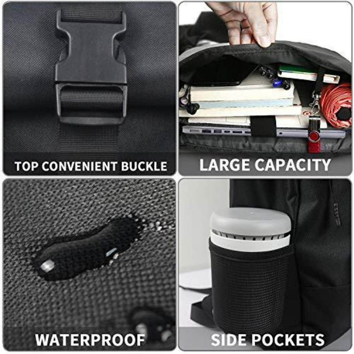 17 Zoll Laptop Rucksack Rolltop – Schwarz, Vielseitig & Komfortabel