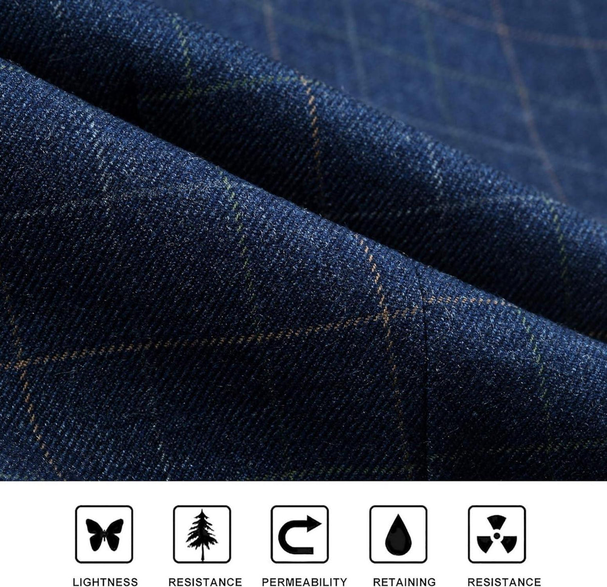 HISDERN Baumwolle Plaid Anzug Weste Herren Hochzeit Formal 1Royal Blue XS