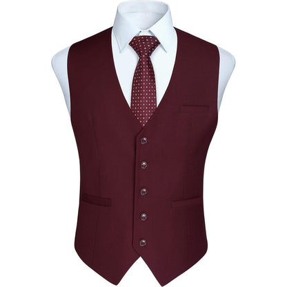 Herren Weste Baumwolle Einfarbig Burgund XL