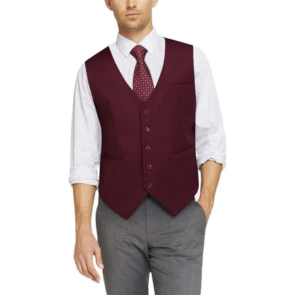 Herren Weste Baumwolle Einfarbig Burgund S