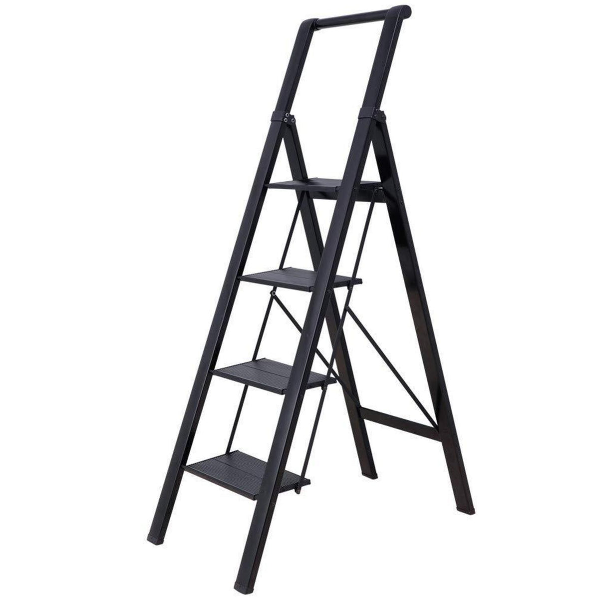 Klappbare Trittleiter aus Aluminium mit Handlauf, 4 Stufen