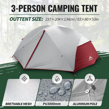 2-3 Personen Campingzelt, wasserdicht, winddicht, ultraleicht, Weinrot