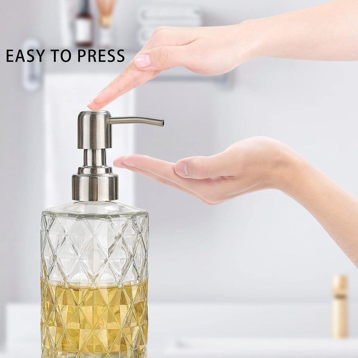 Glas Seifenspender Edelstahlpumpe 340ml Küche Bad