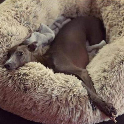 Flauschiges Hundebett Doughnut-Form XL 100cm Kaffee