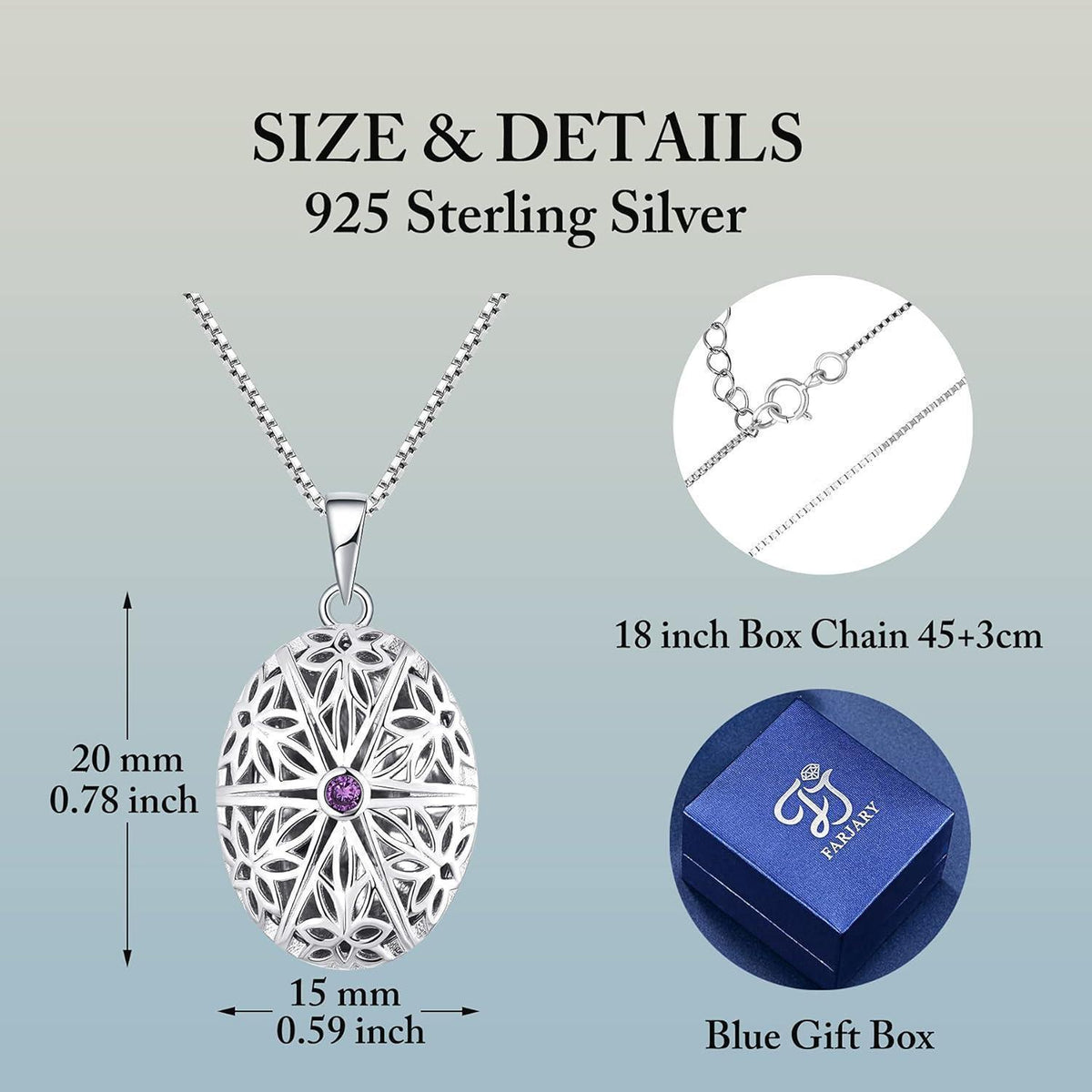Personalisiertes Foto Medaillon 925 Sterling Silber Kette Damen