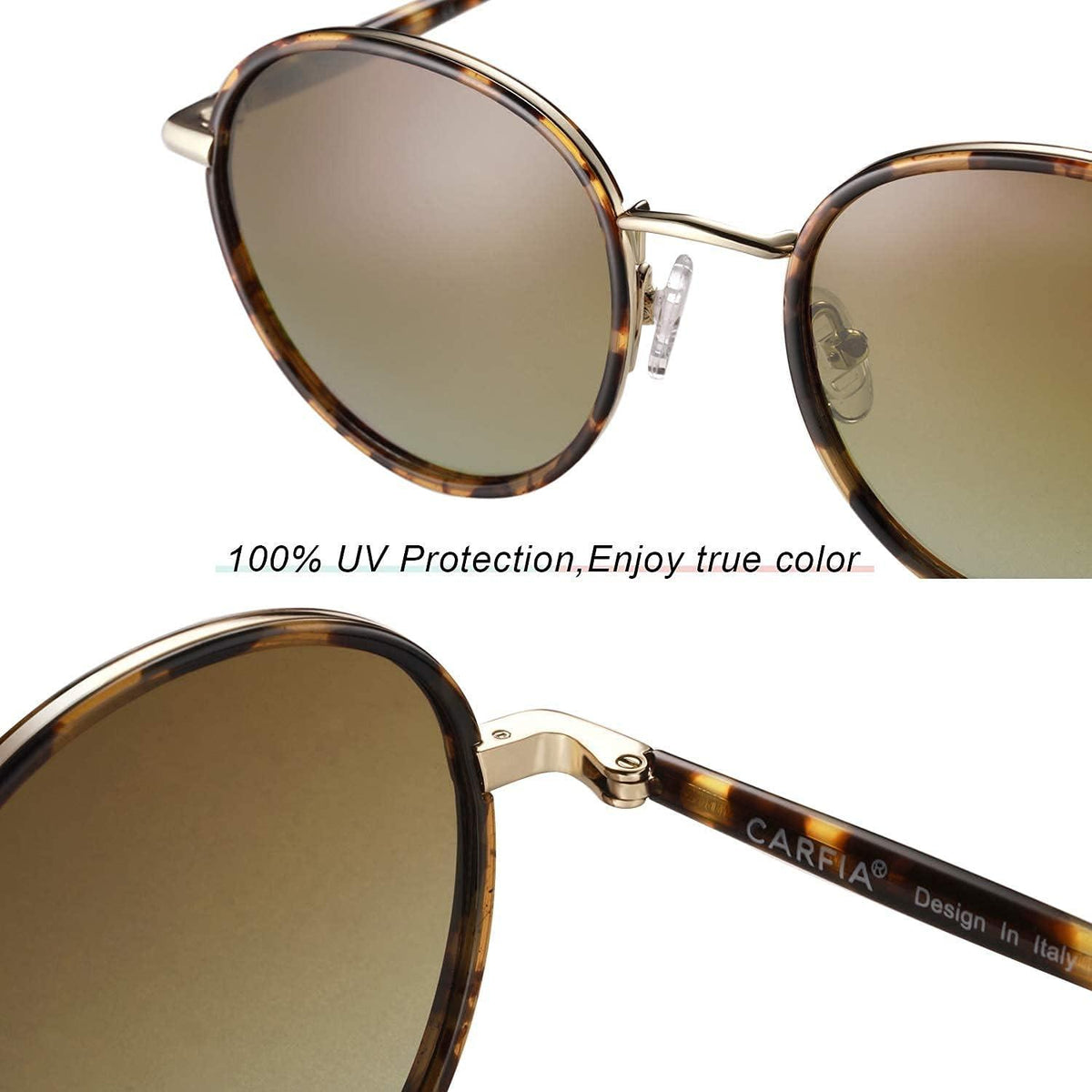 CARFIA Retro Runde Sonnenbrille UV400 Blaulichtfilter - Damen Herren