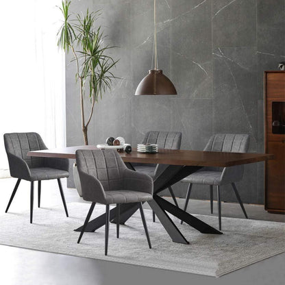 Esszimmerstühle Set mit Armlehne, Hellgrau in Lederoptik