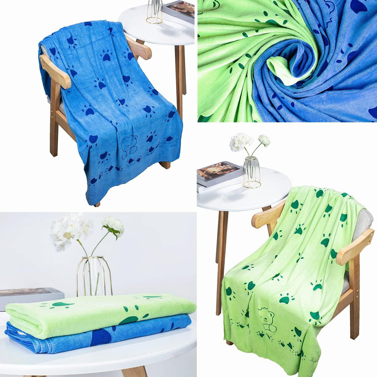Großes Hundehandtuch Mikrofaser 2er Pack 140x70cm schnelltrocknend warm für Haustiere