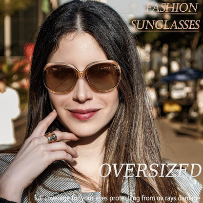 Übergroße Damen Sonnenbrille polarisiert UV400 Braun